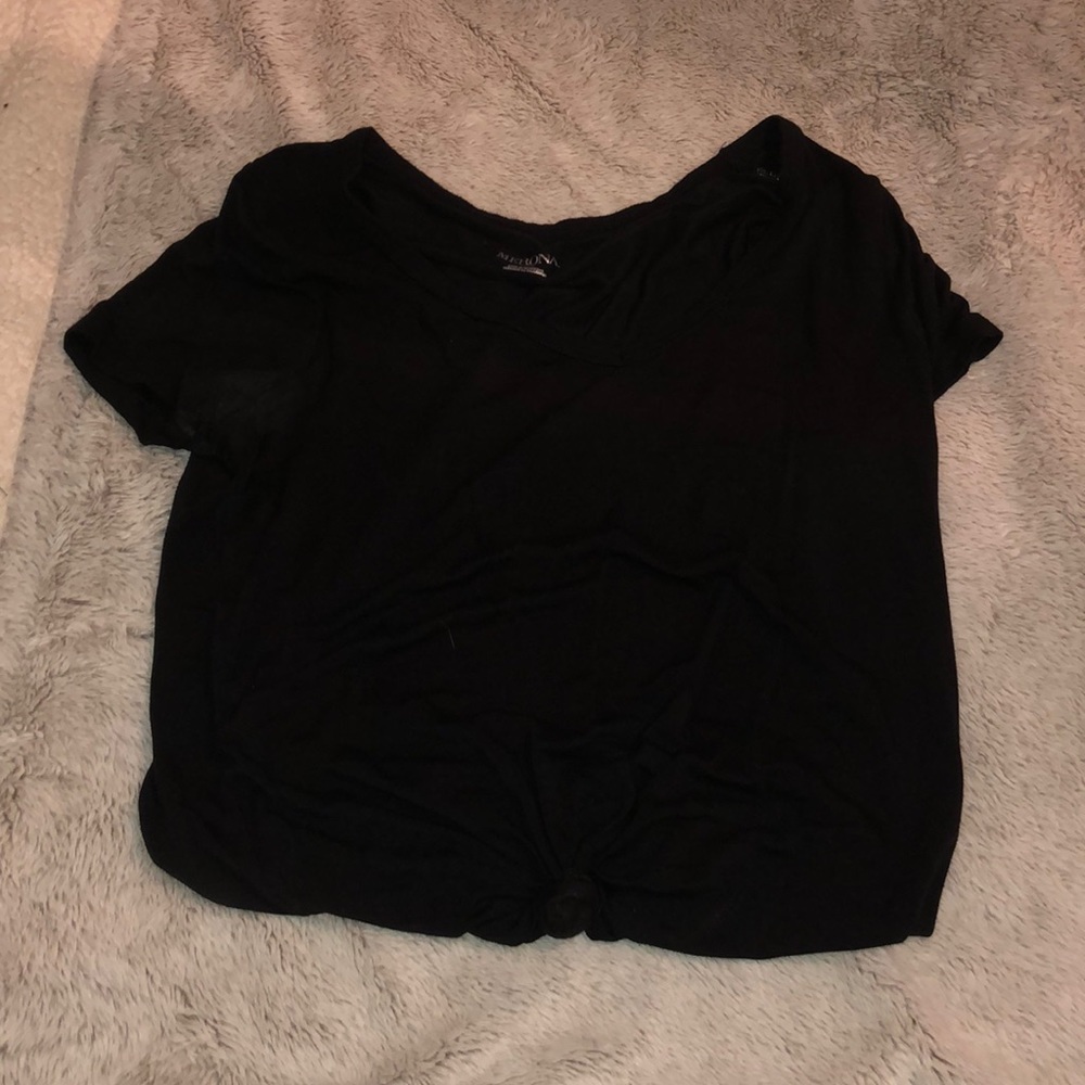 black t with knot in front